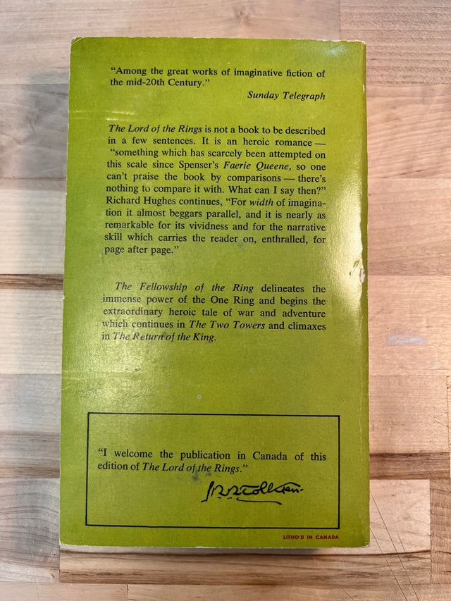 Rare Canadian Printing - The Fellowship of the Ring - Pauline Baynes Illus. Cover