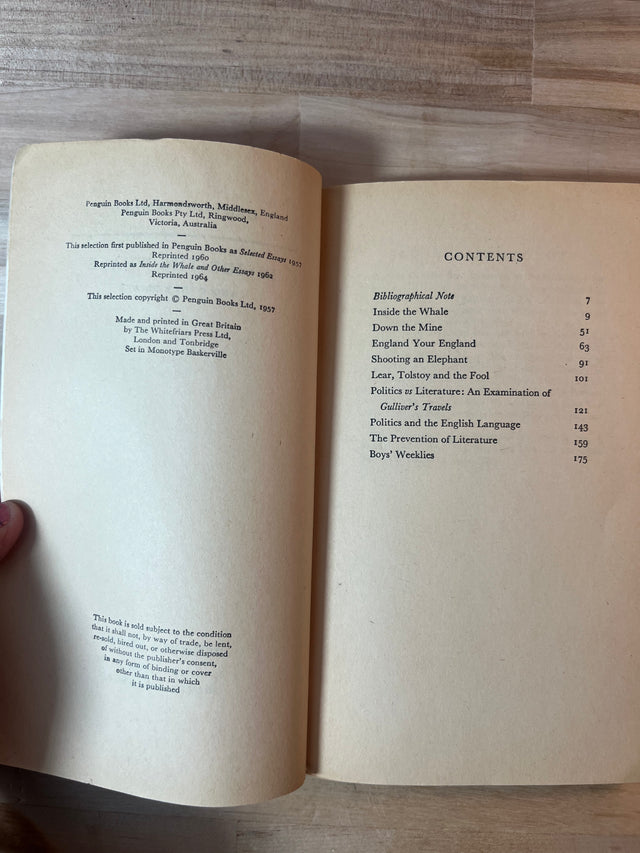 George Orwell ~ Inside the Whale and Other Essays