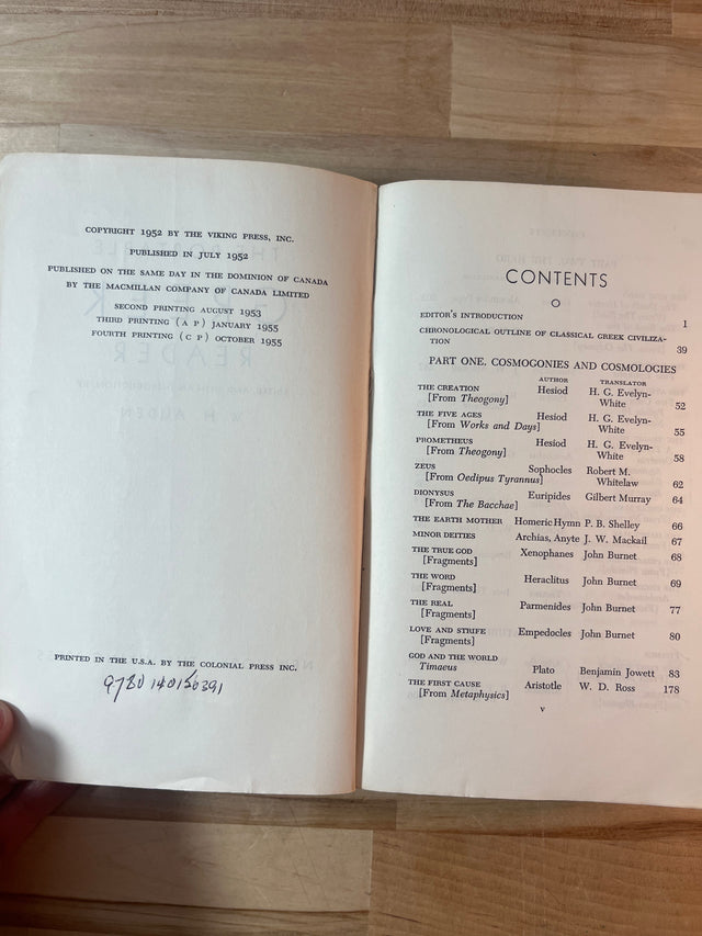 W.H. Auden ~ The Viking Portable Greek Reader